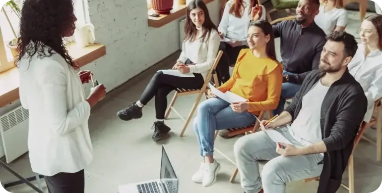 Participants taking part in a life coaching session